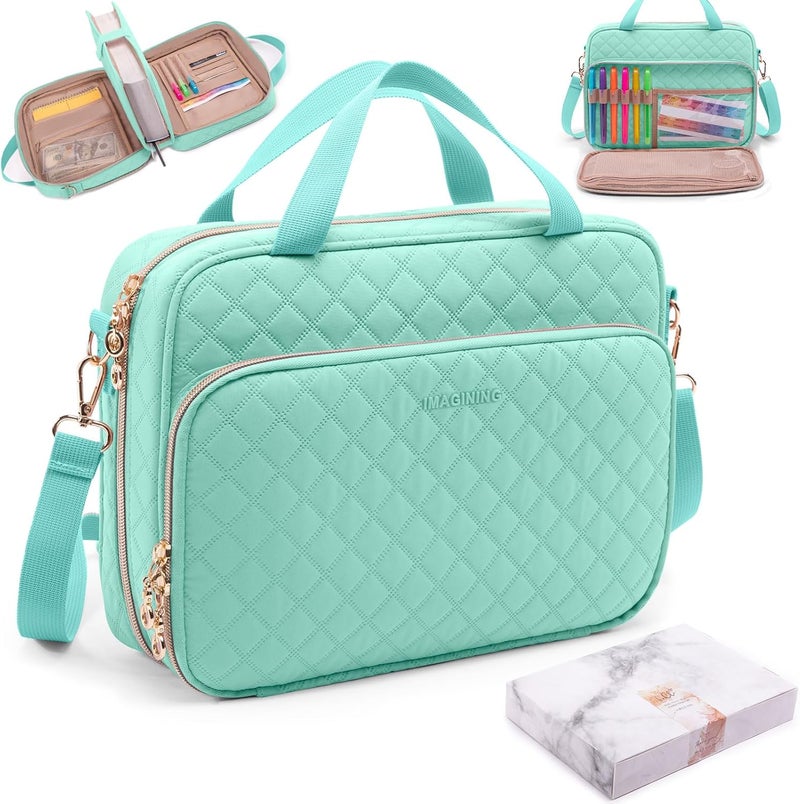 IMAGINING Large Bible Case with Cover for Women - Carrying Case with Shoulder Strap - Bag Packed in Gift Box - Carrier with Pockets for Study Suppliers - Gift for Girls - Image 1